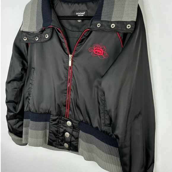 Women's Y2K  Black Vintage Ecko Red Bomber Jacket  Size Large - Picture 3 of 10